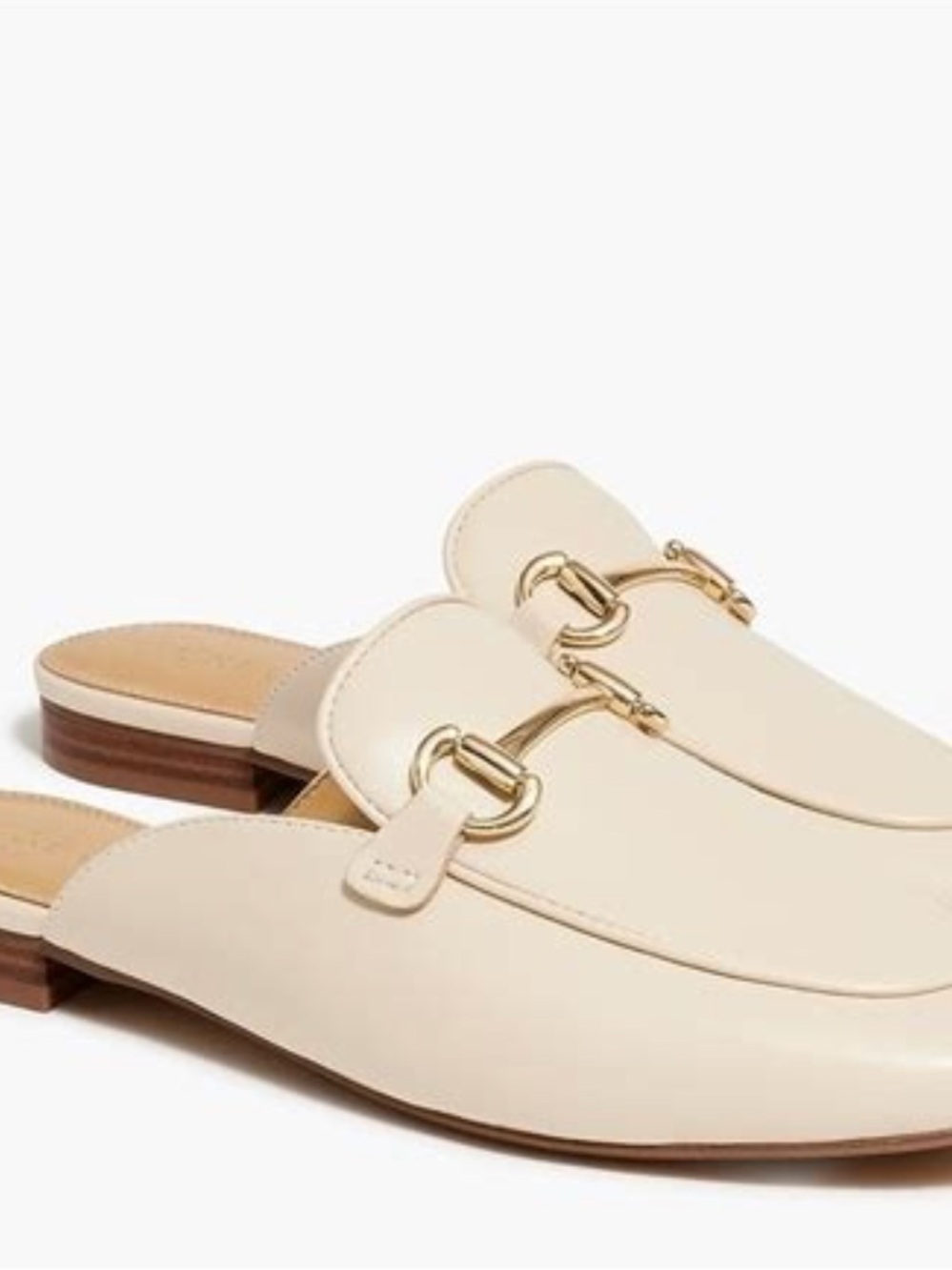 J Crew Factory Women's Cream Leather Horsebit Mules Size 7